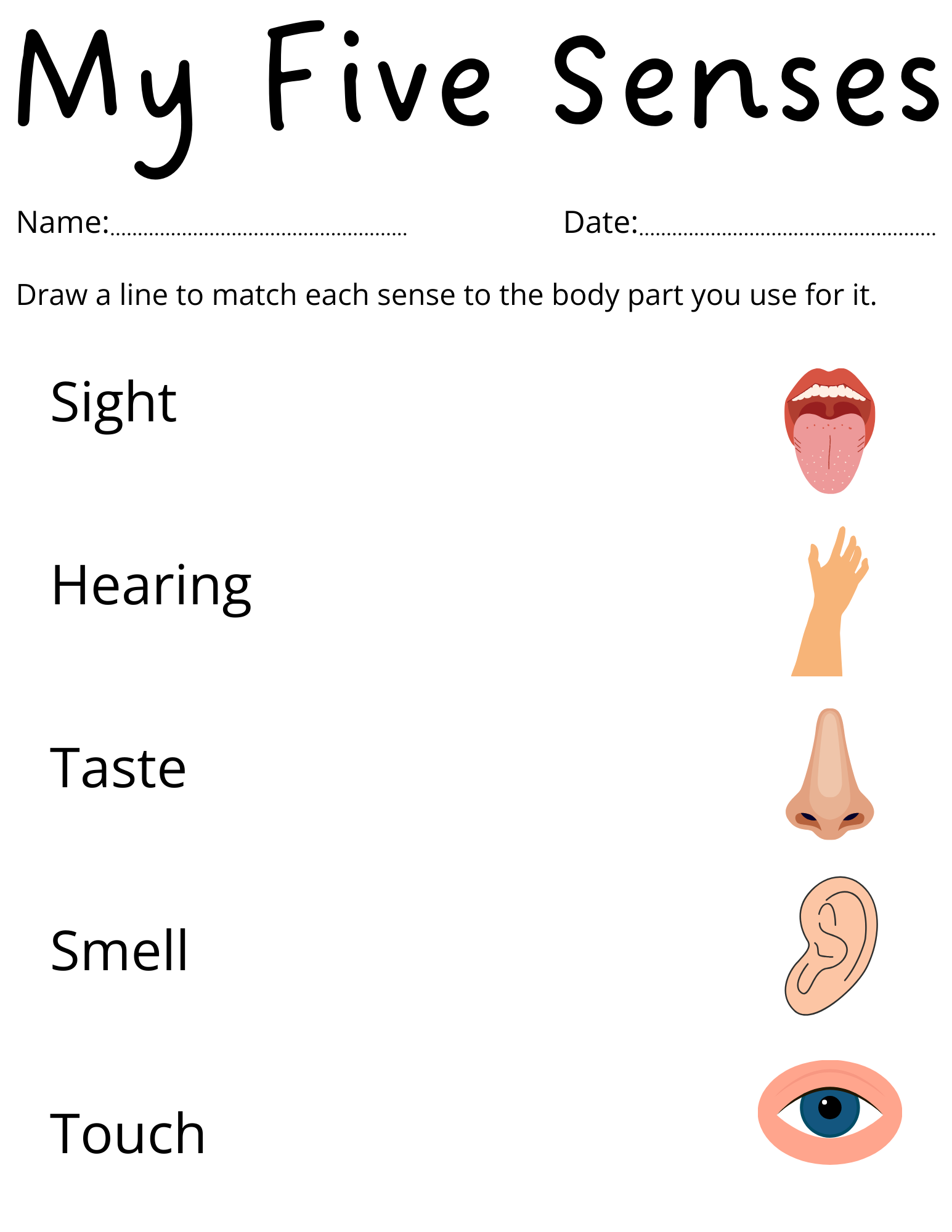 Five Senses Preschool Printables