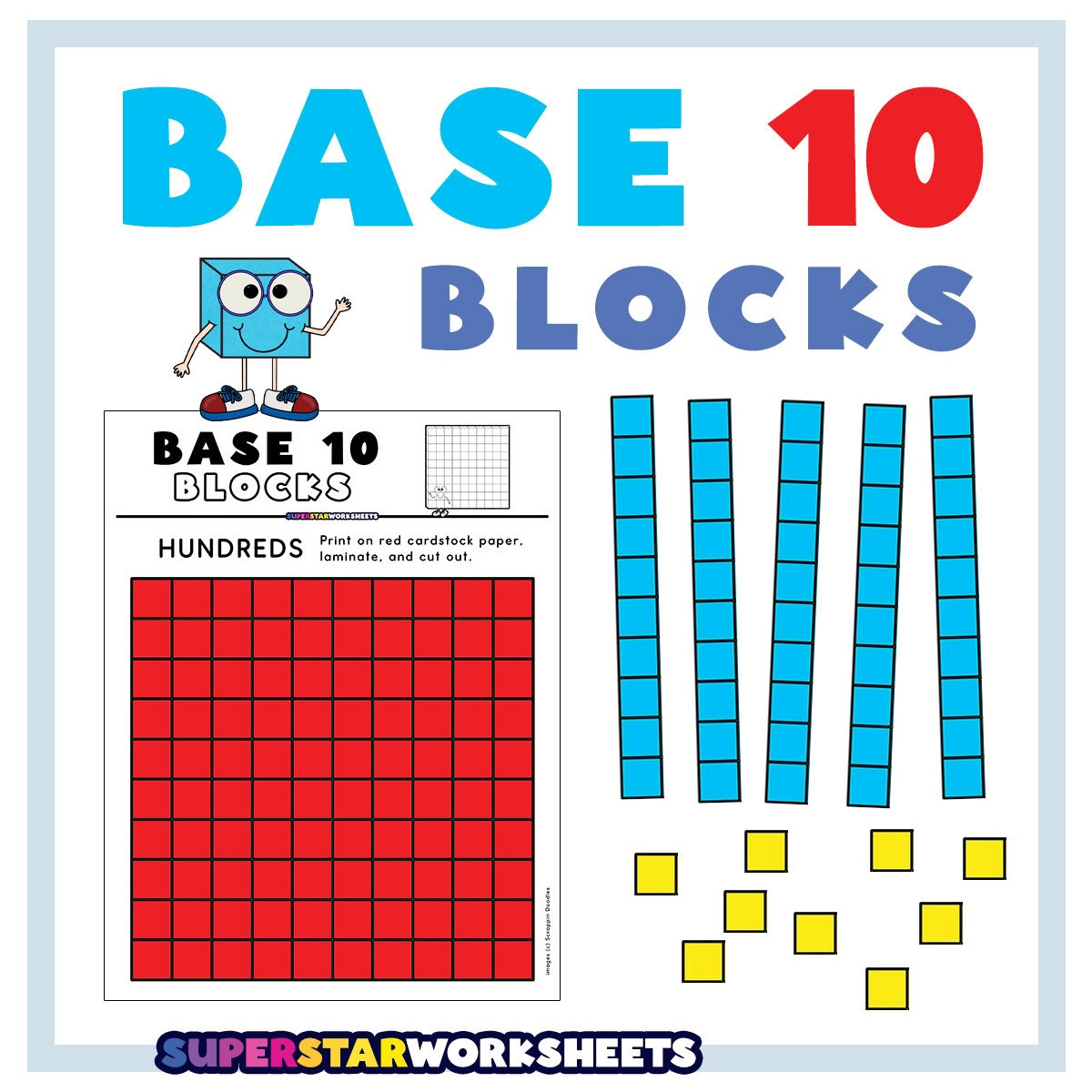 Printable Base 10 Blocks Superstar Worksheets