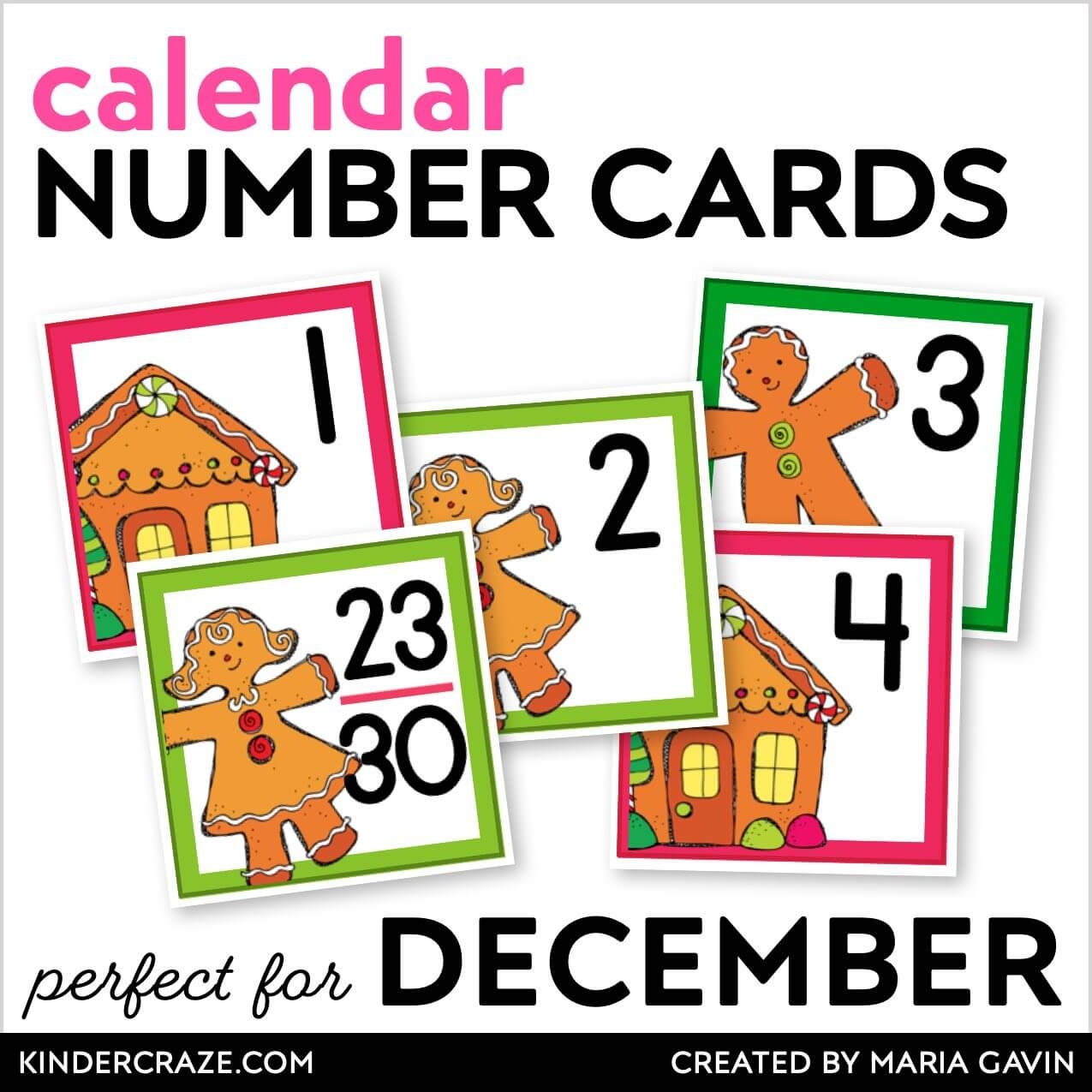Printable Calendar Numbers For Entire Year BUNDLE Kinder Craze