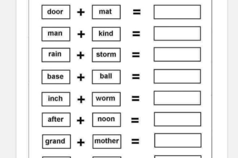 Compound Words Worksheet For Kindergarten Printable