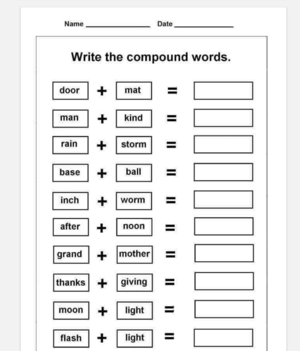 Printable Compound Words Pdf Activity School For Kids