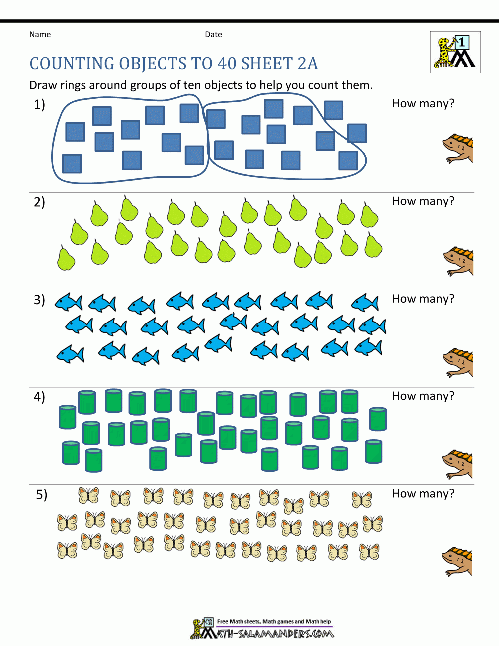 Count Objects Kindergarten Free Worksheets