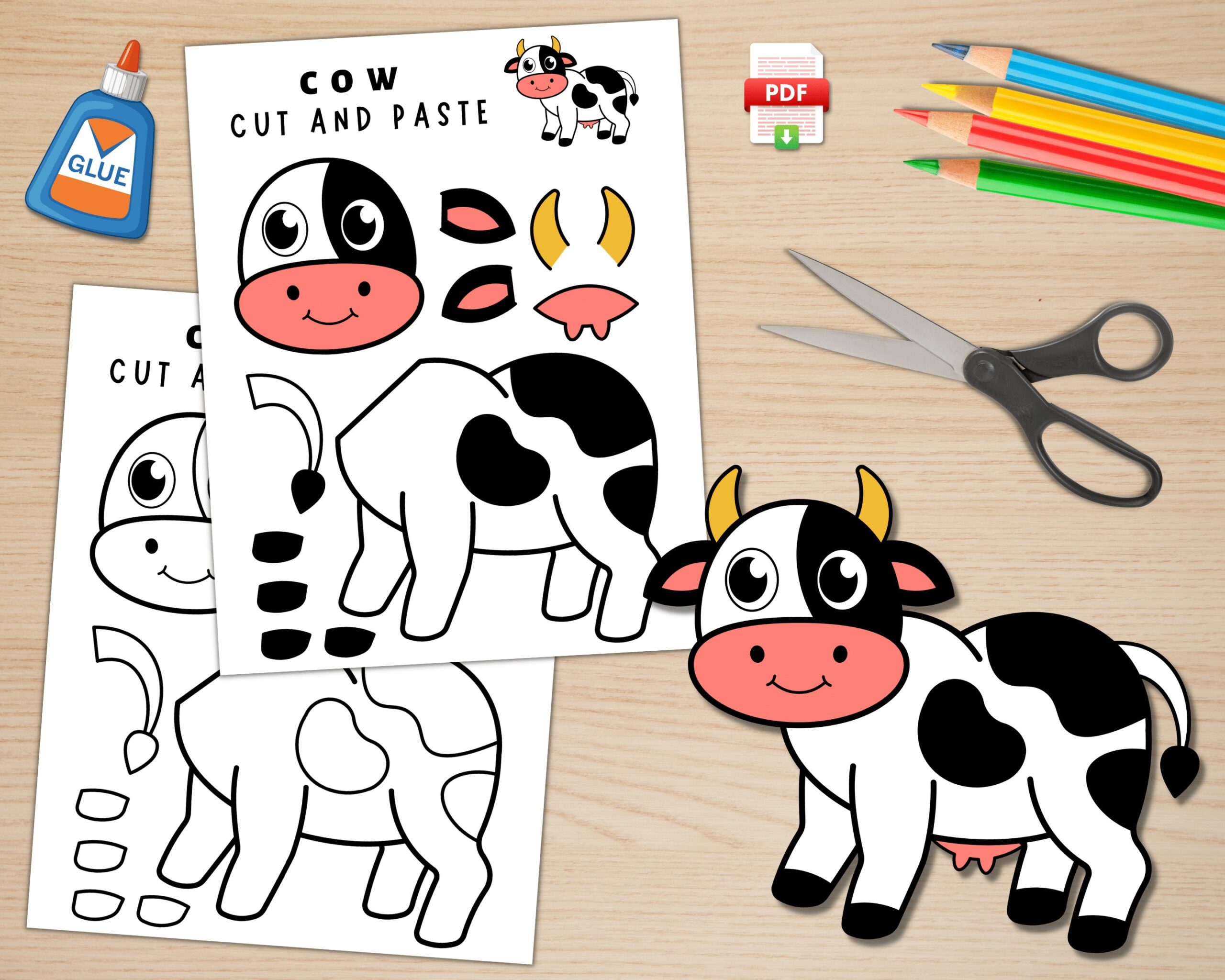 Printable Cow Craft Farm Animal Craft Farm Activities Color Printable Cow Craft Farm Animal Craft Farm Activities Color