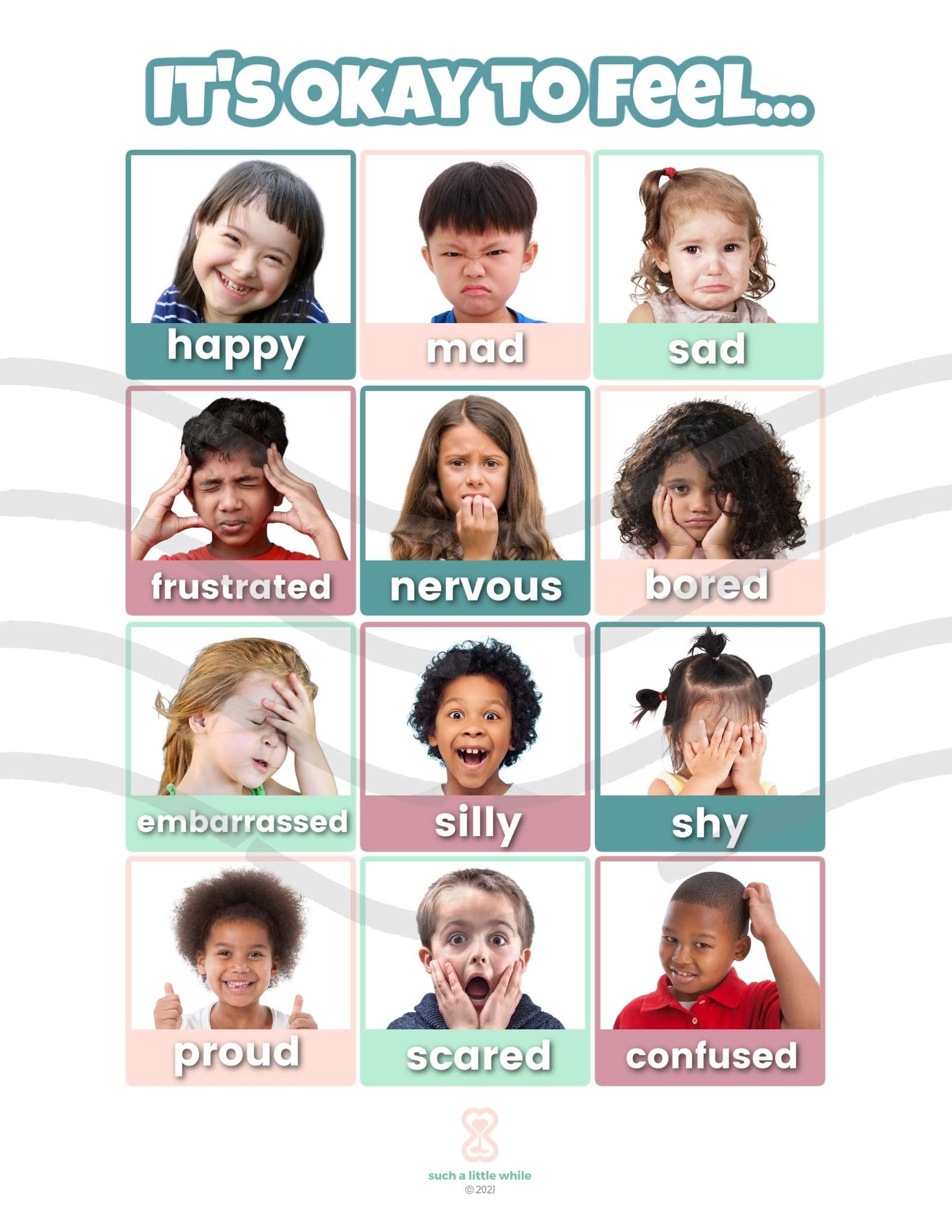 Printable Feelings Faces PDF Chart For Kids Such A Little While