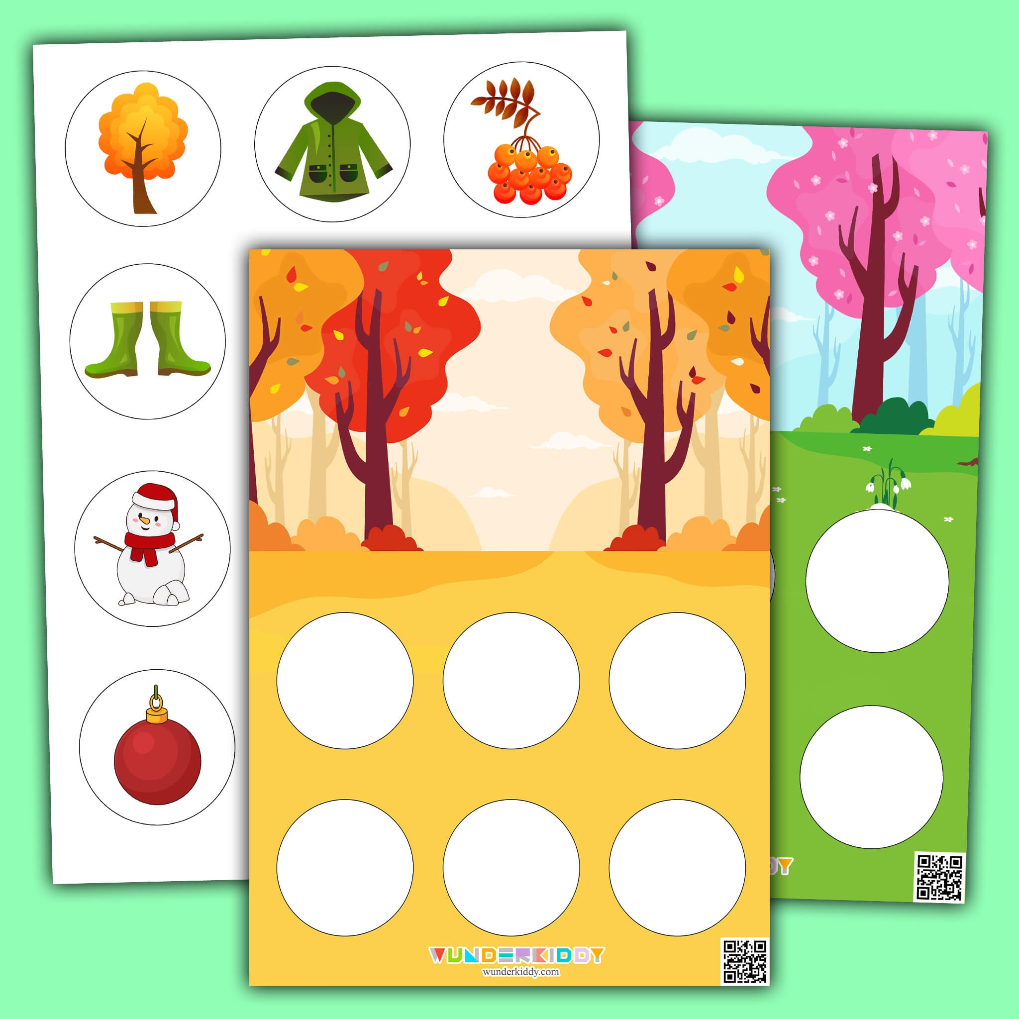 Printable Four Seasons Preschool Velcro Activities