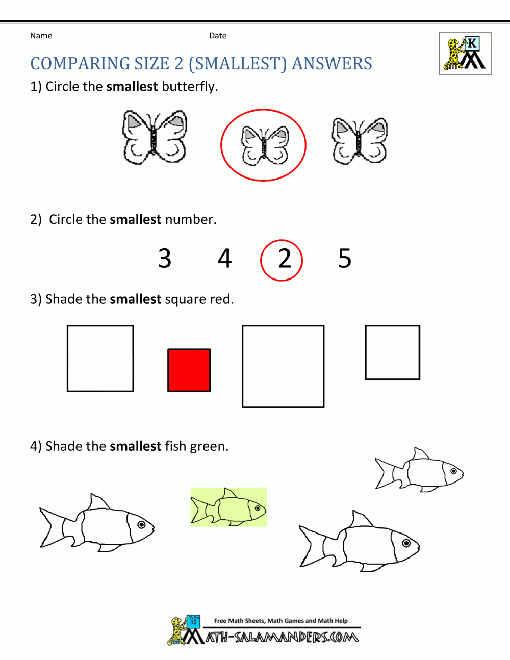 Printable Kindergarten Math Worksheets Comparing Numbers And Size Printable Kindergarten Math Worksheets Comparing Numbers And Size