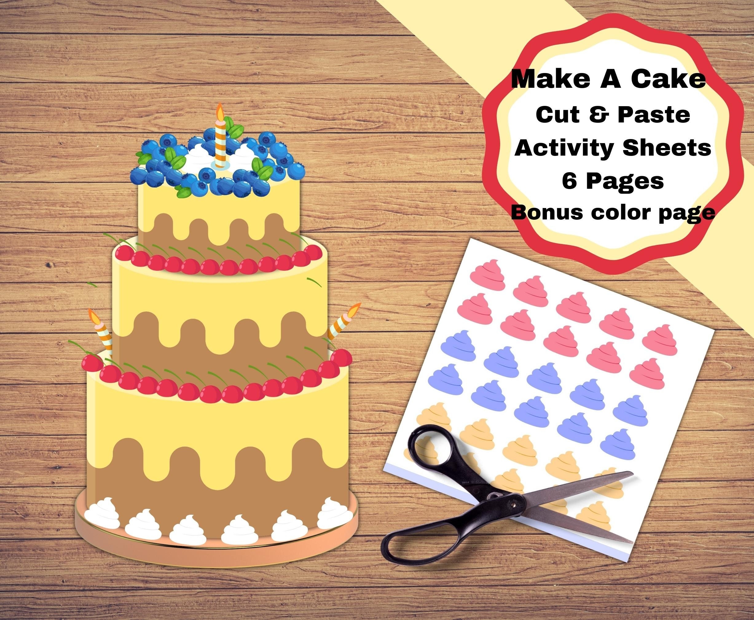Printable Lets Make A Cake Activity Sheets Decorate A Cake Etsy UK