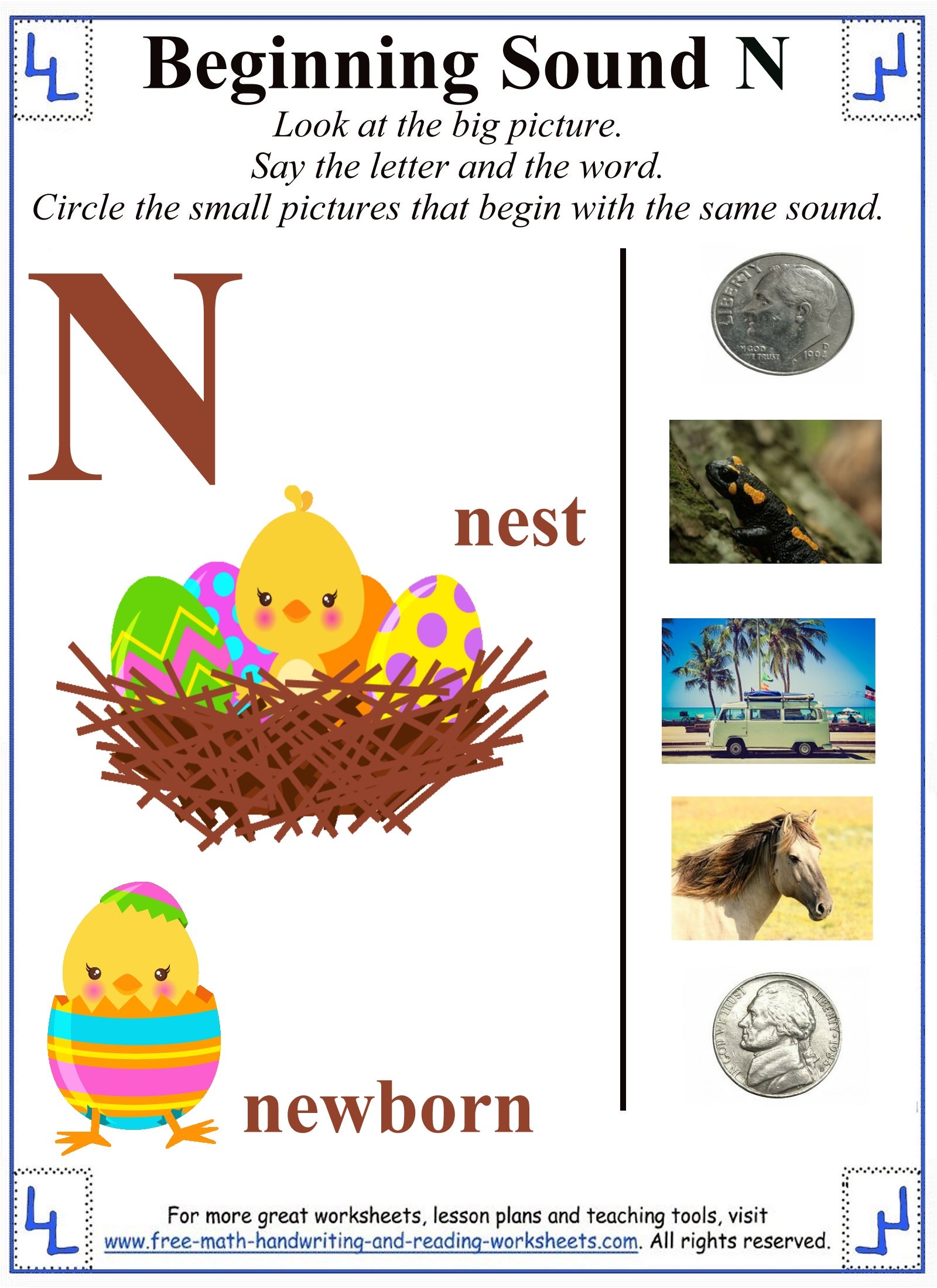 Printable Letter N Worksheets