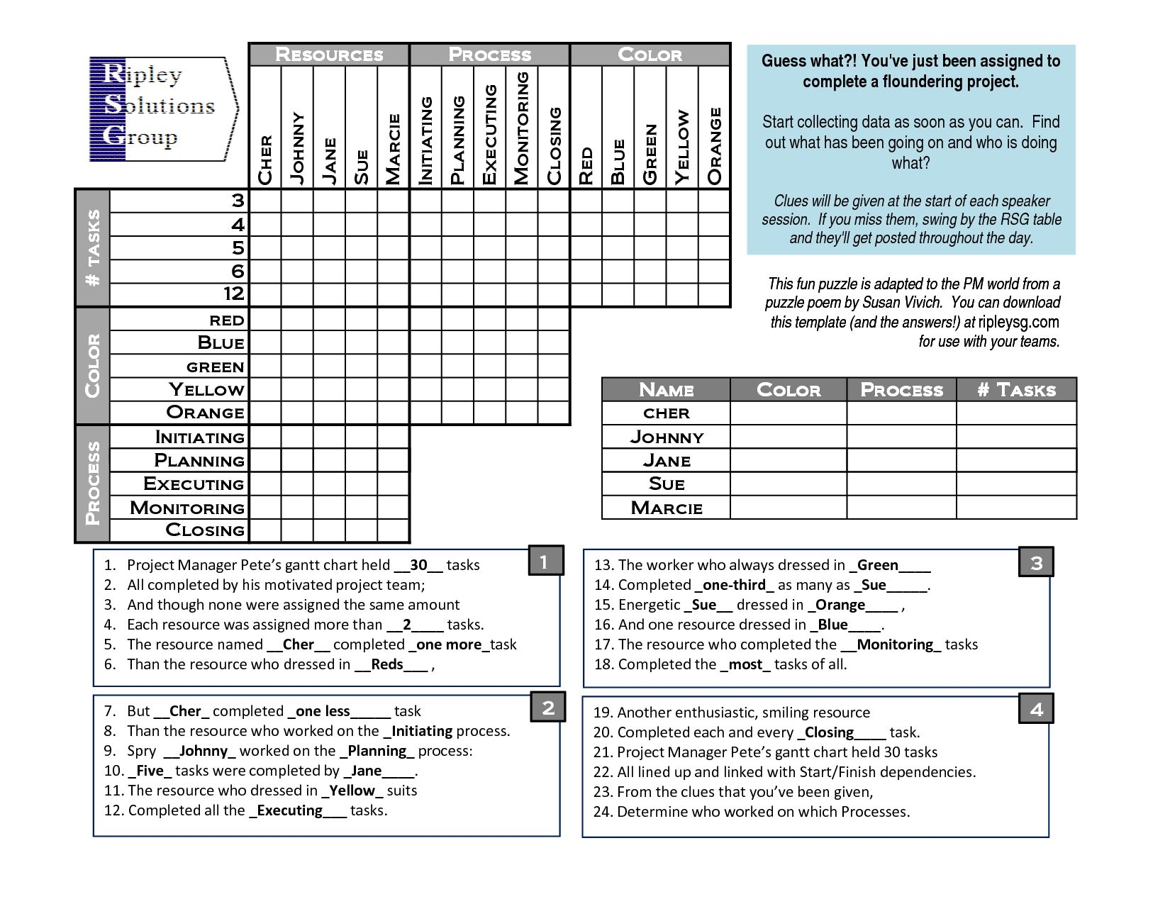 Free 6th Grade Logic Puzzles Worksheets