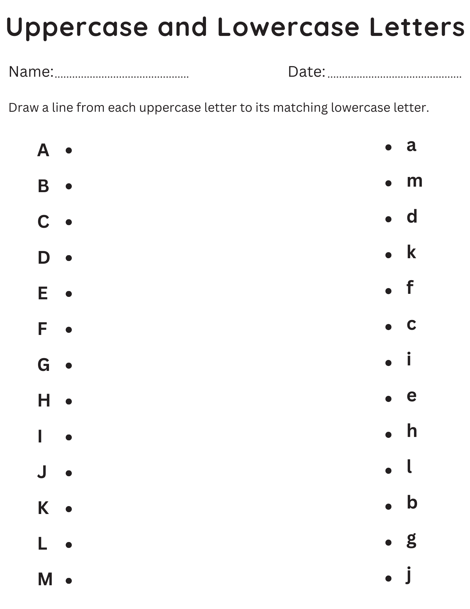 Printable Match Uppercase And Lowercase Letters Kindergarten Worksheets Made By Teachers