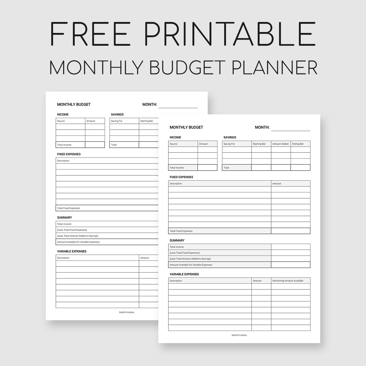 Monthly Budget Worksheet Printable Free