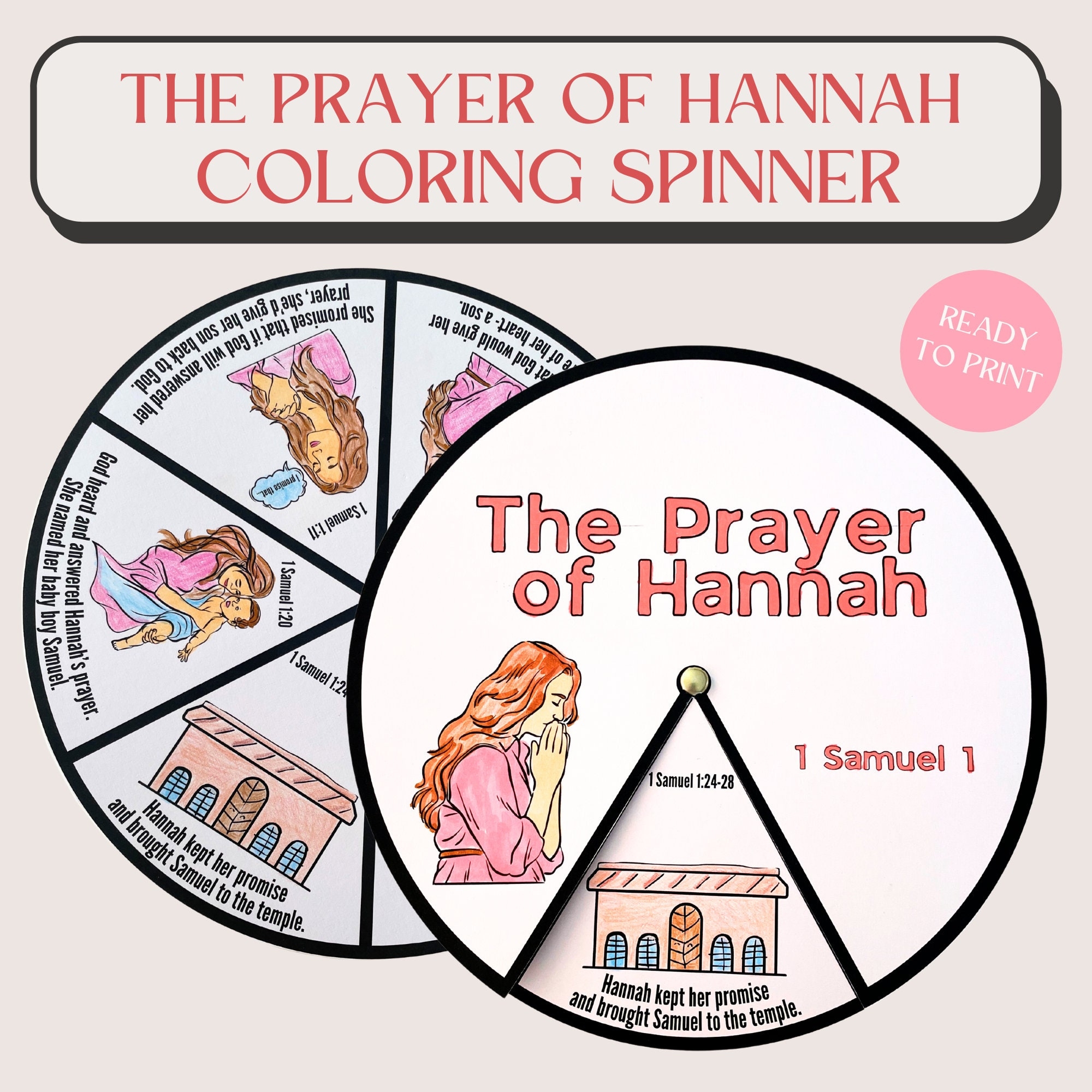 Printable Prayer Of Hannah Coloring Spinner Wheel Sunday School Craft Kids Ministry Project Hannah And Samuel Bible Verse Activity Etsy Australia