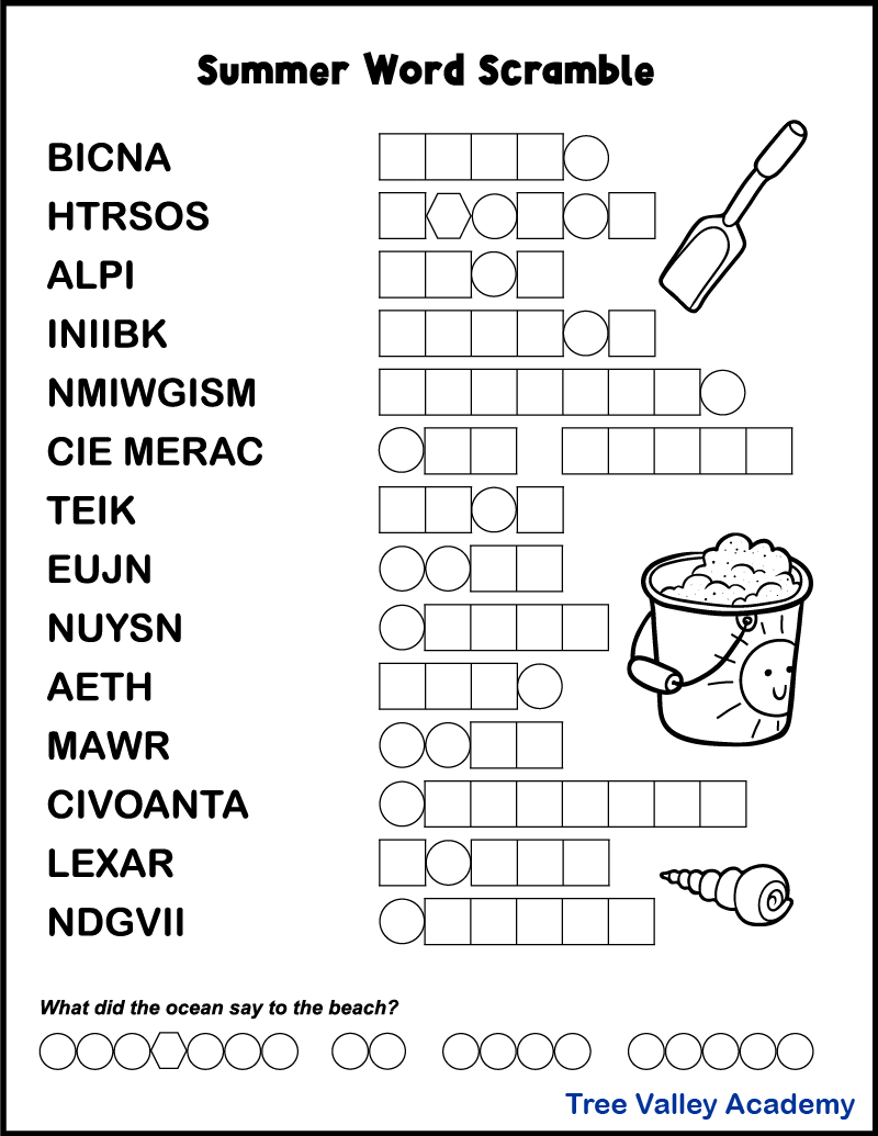 Printable Summer Word Scrambles For Kids Tree Valley Academy Worksheets Library Printable Summer Word Scrambles For Kids Tree Valley Academy Worksheets Library