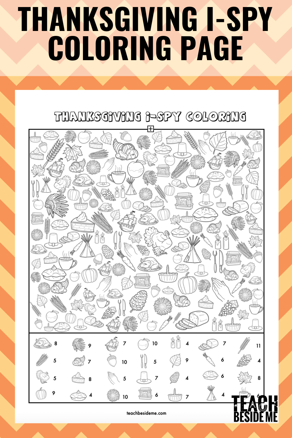 Printable Thanksgiving I Spy Coloring Activity Teach Beside Me