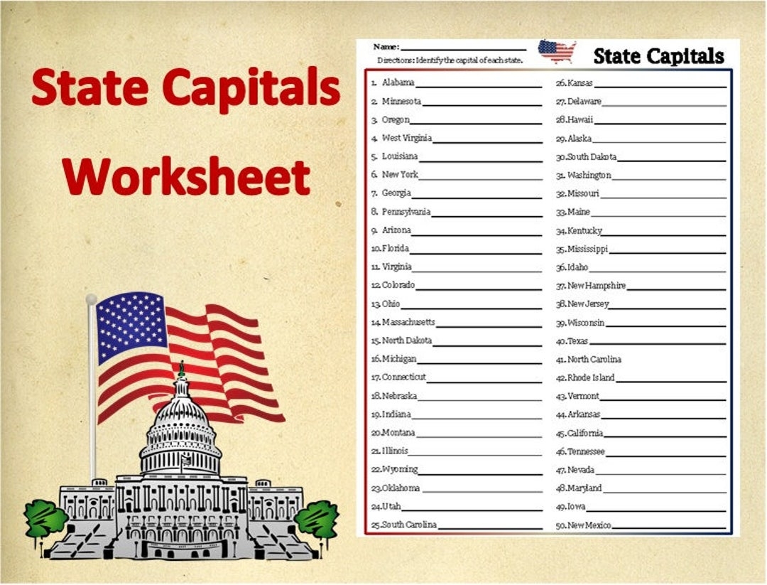 Printable U S State Capitals Worksheet test practice Test social Studies Homework digital Class Worksheets state Capitals Learning Tools Etsy Printable U S State Capitals Worksheet test practice Test social Studies Homework digital Class Worksheets state Capitals Learning Tools Etsy
