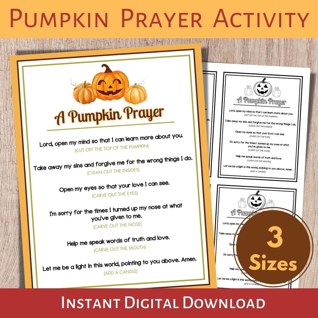 Pumpkin Prayer Halloween Tracts Religious Halloween Pumpkin Printable For Kids Bible Lesson For Kids Religious Activity Fall Craft Etsy