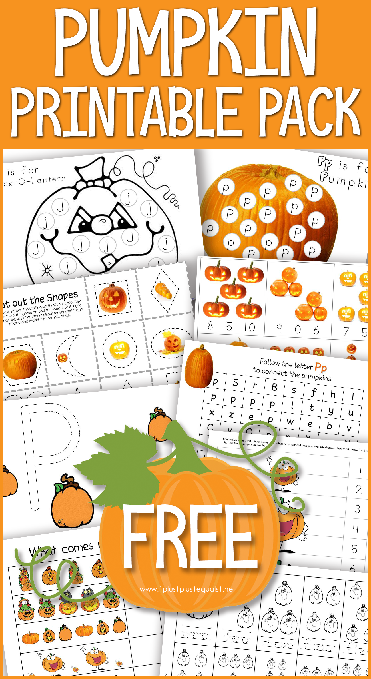 Free Kindergarten Pumpkin Worksheets