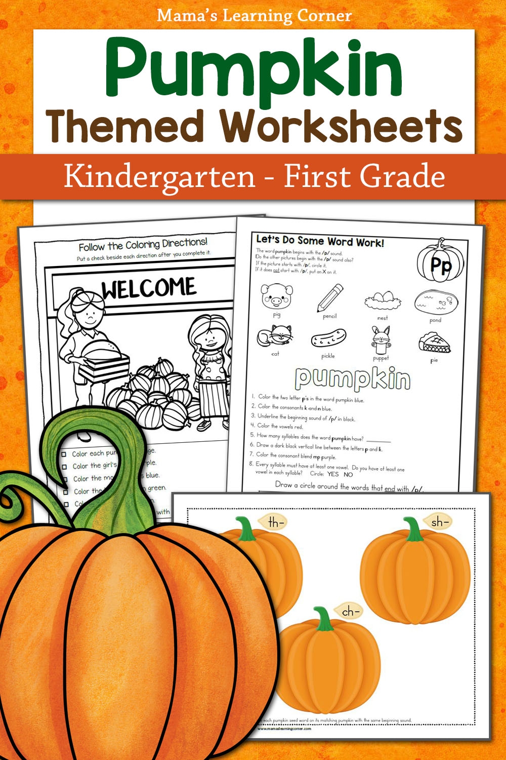 Pumpkin Worksheets For Kindergarten And First Grade Mamas Learning Corner