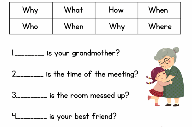Kindergarten Question Words Worksheet