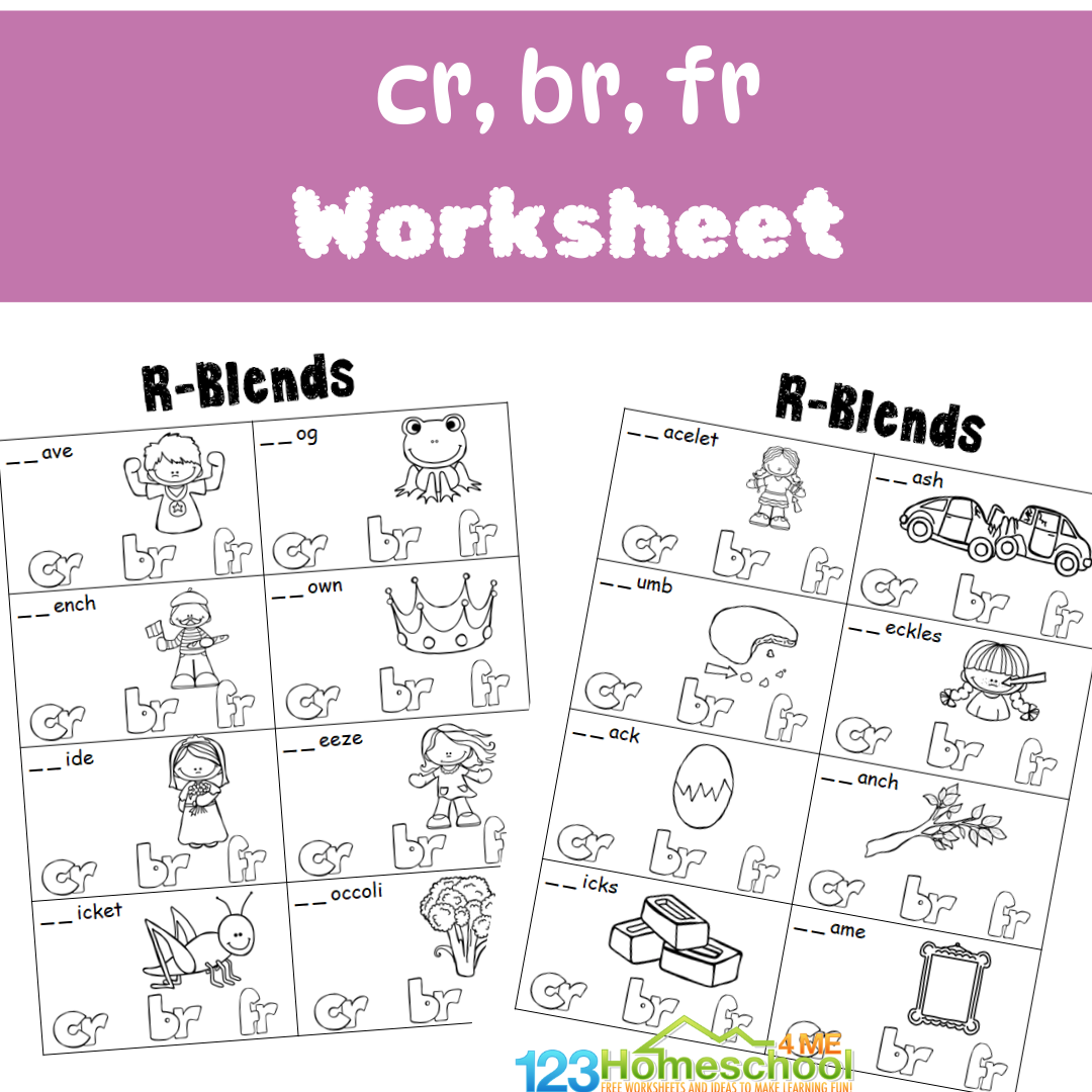 R Blends Worksheets Free CR BR FR Practice