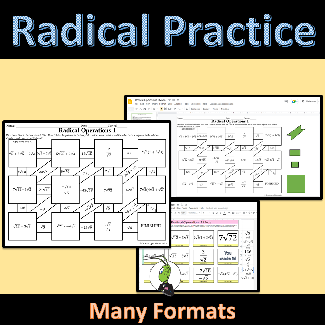 Radical Operations Maze Activity Google And Printable Digital