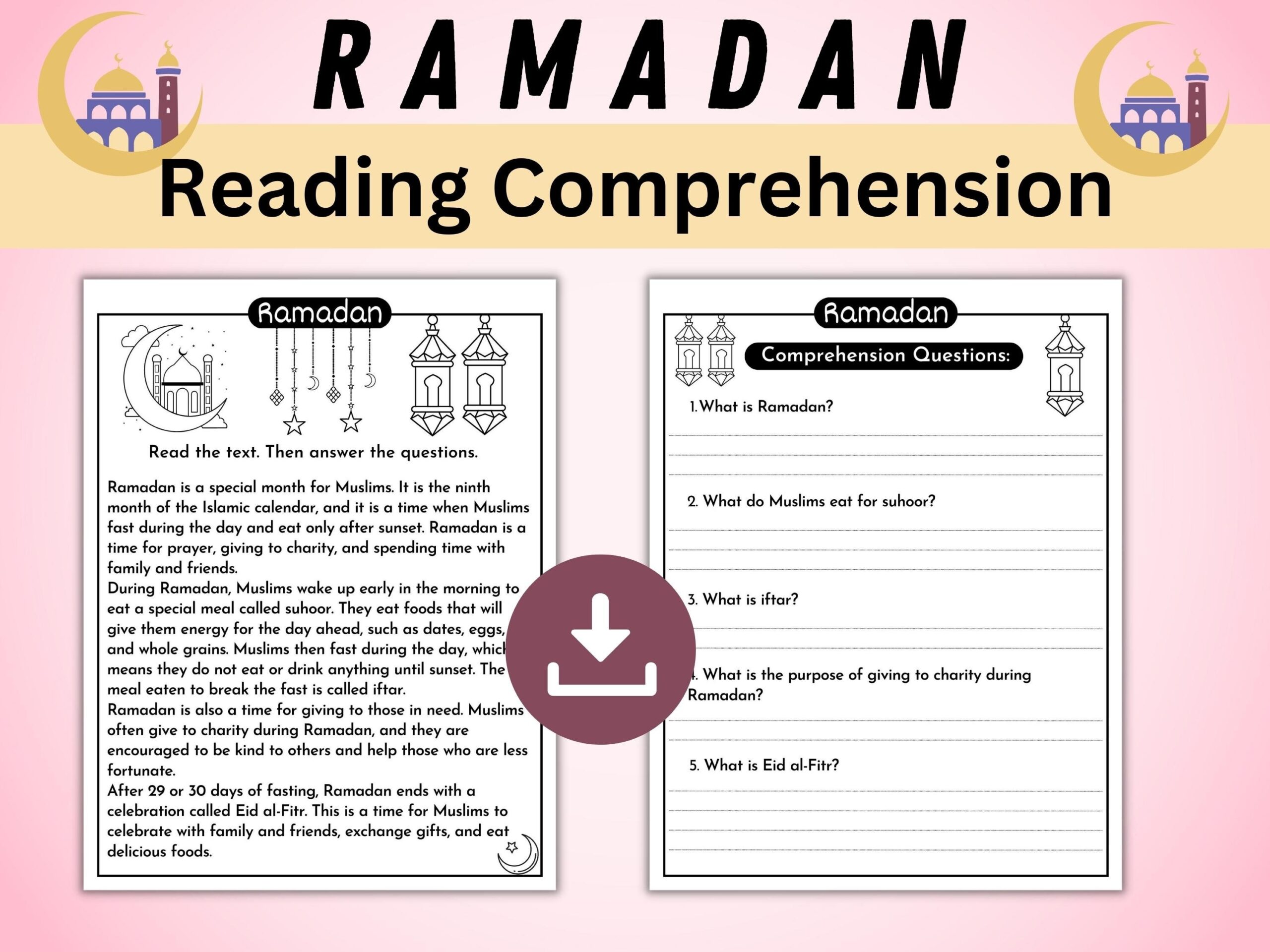 Ramadan Mubarak Reading Comprehension Passage Printable Ramadan And Eid Activity Ramadan Vocabulary Worksheets Instant Download Etsy Ramadan Mubarak Reading Comprehension Passage Printable Ramadan And Eid Activity Ramadan Vocabulary Worksheets Instant Download Etsy