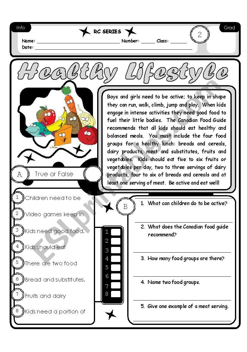 RC Series Level 2 01 Healthy Lifestyle 3 Pages 6 Exercises Fully Editable Answer Key ESL Worksheet By Melahel7