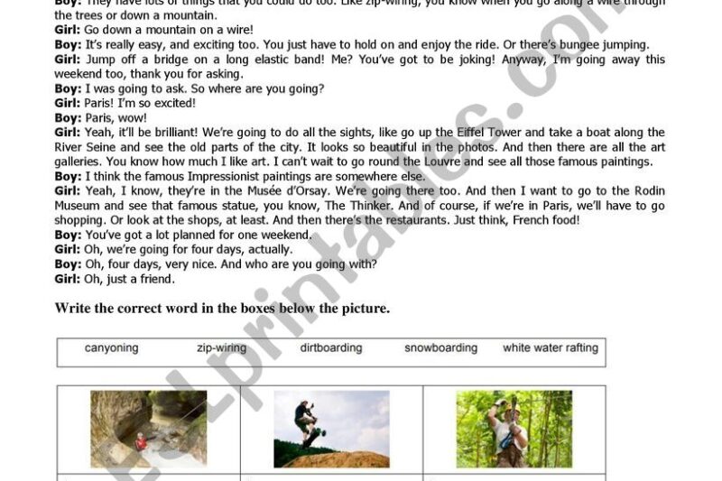 Dialogue Reading Comprehension Worksheets