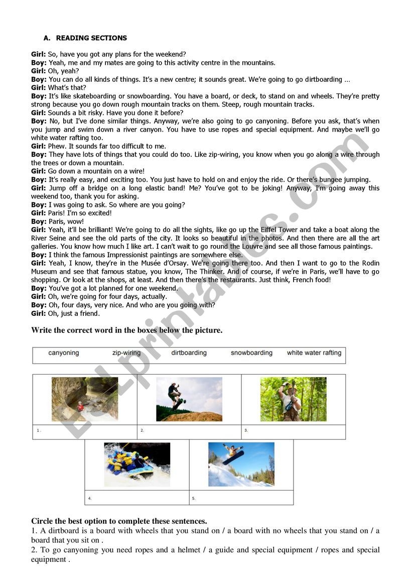 Reading A Dialogue About Sports Etc Including Comprehension Questions ESL Worksheet By Ggonca