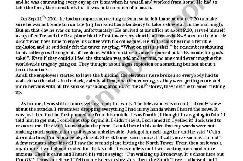 Free 9 11 Reading Comprehension Worksheets