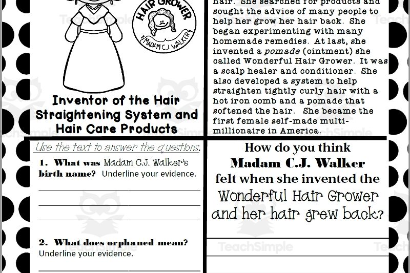 Free Printable Madam Cj Walker Worksheet