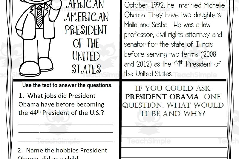 Free Printable Barack Obama Worksheet