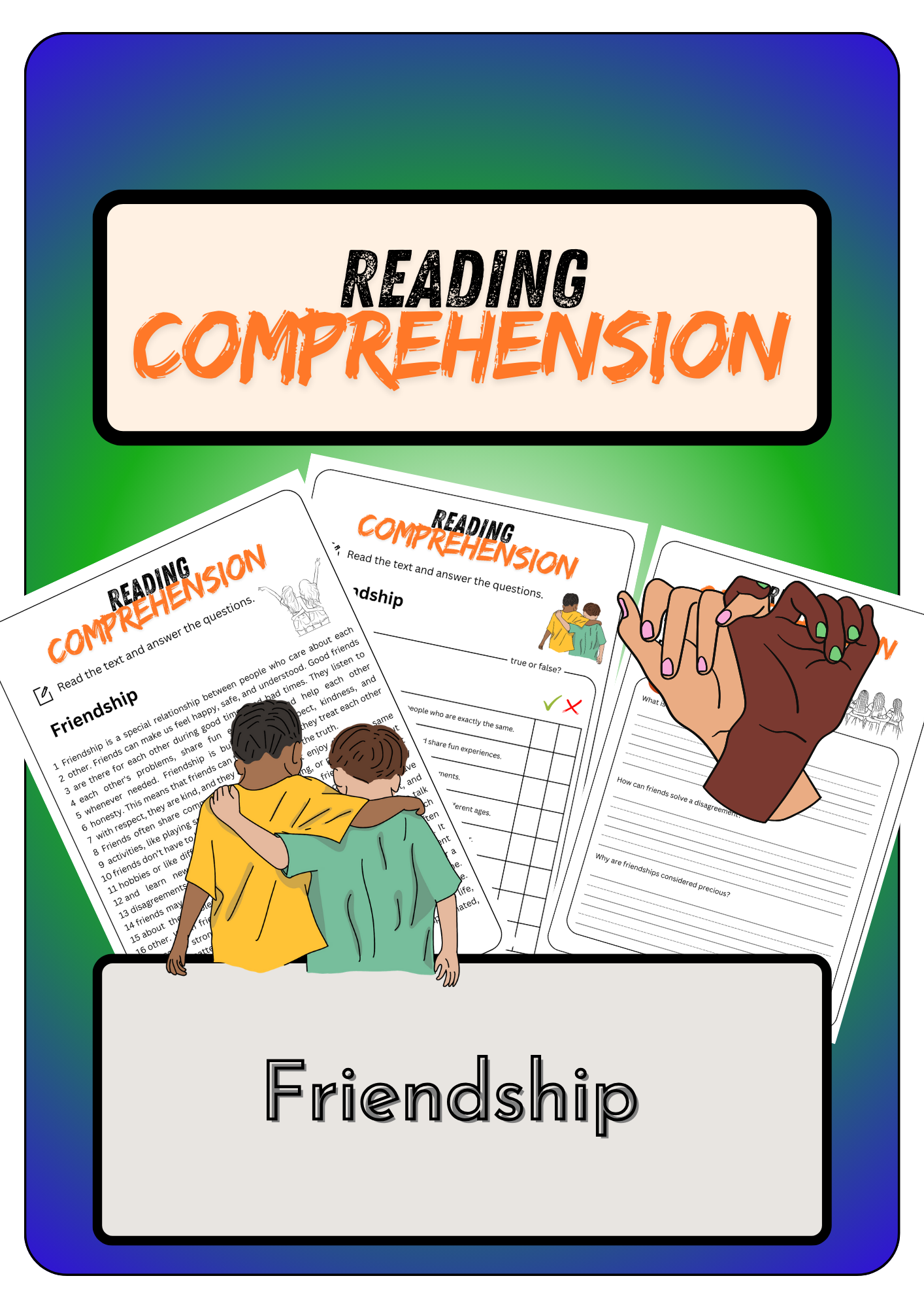 Reading Comprehension Worksheets About Friendship