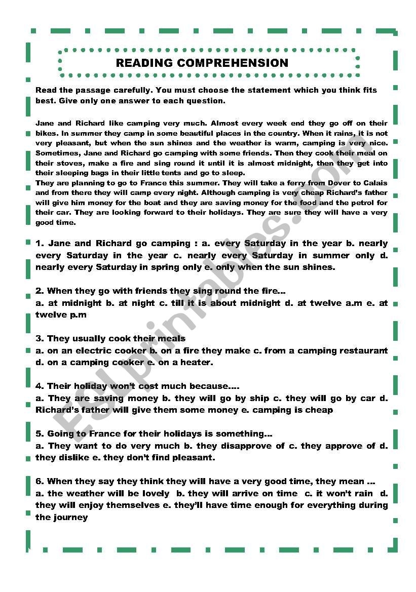 Bio2go Reading Comprehension Worksheet