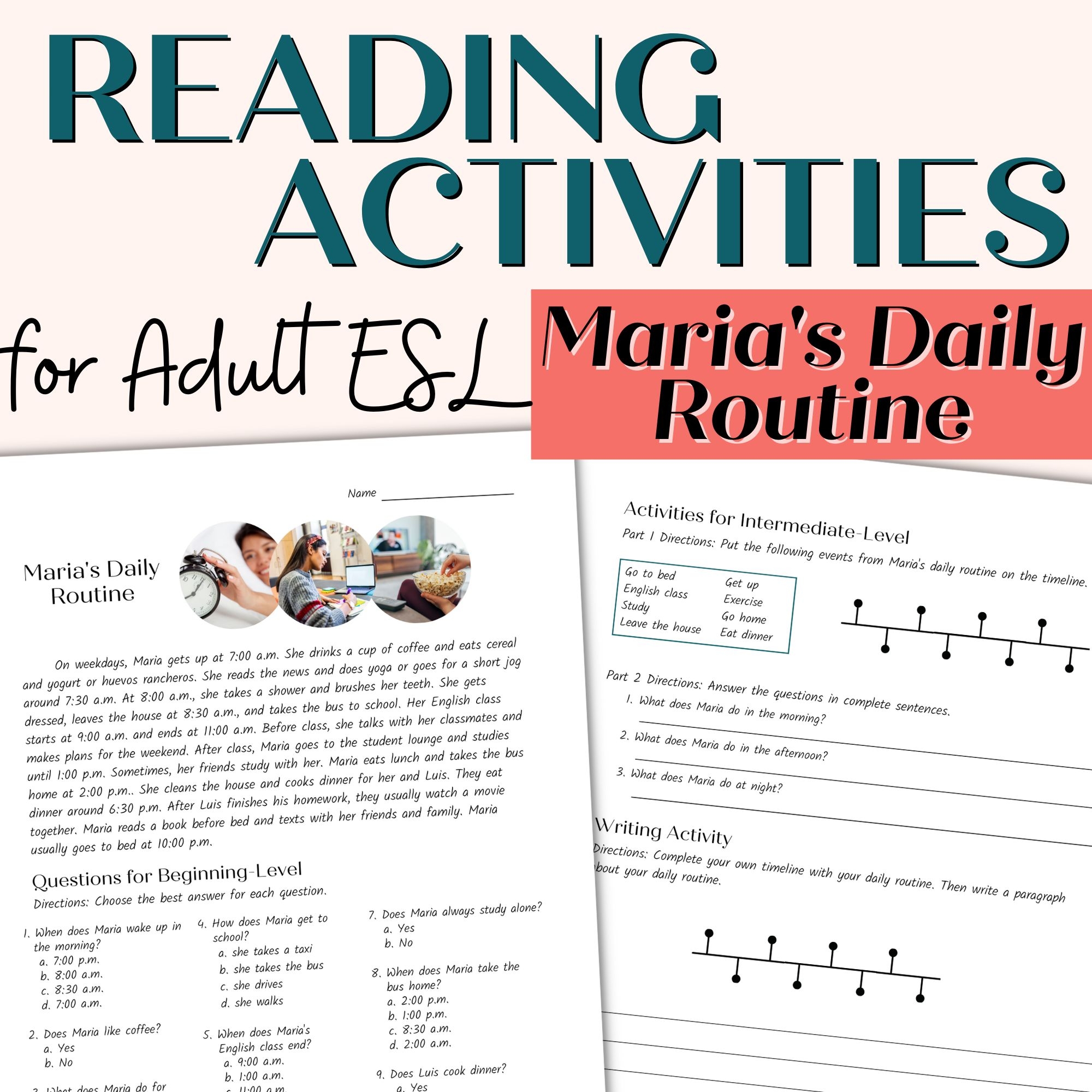 Reading Comprehension Passage And Activities For Beginner And 