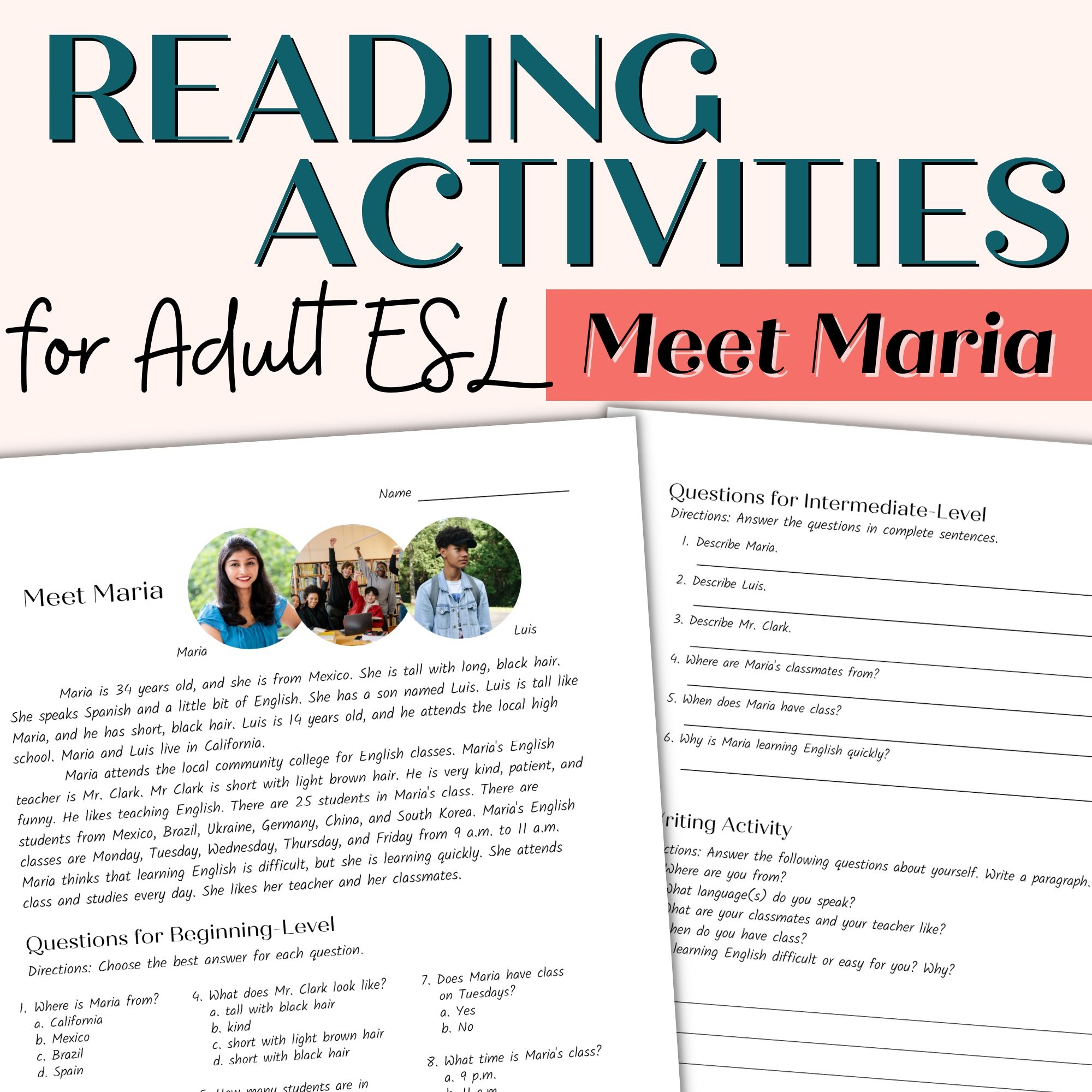 Reading Comprehension Passage For Beginner And Intermediate Adult ESL Meet Maria Classful Reading Comprehension Passage For Beginner And Intermediate Adult ESL Meet Maria Classful