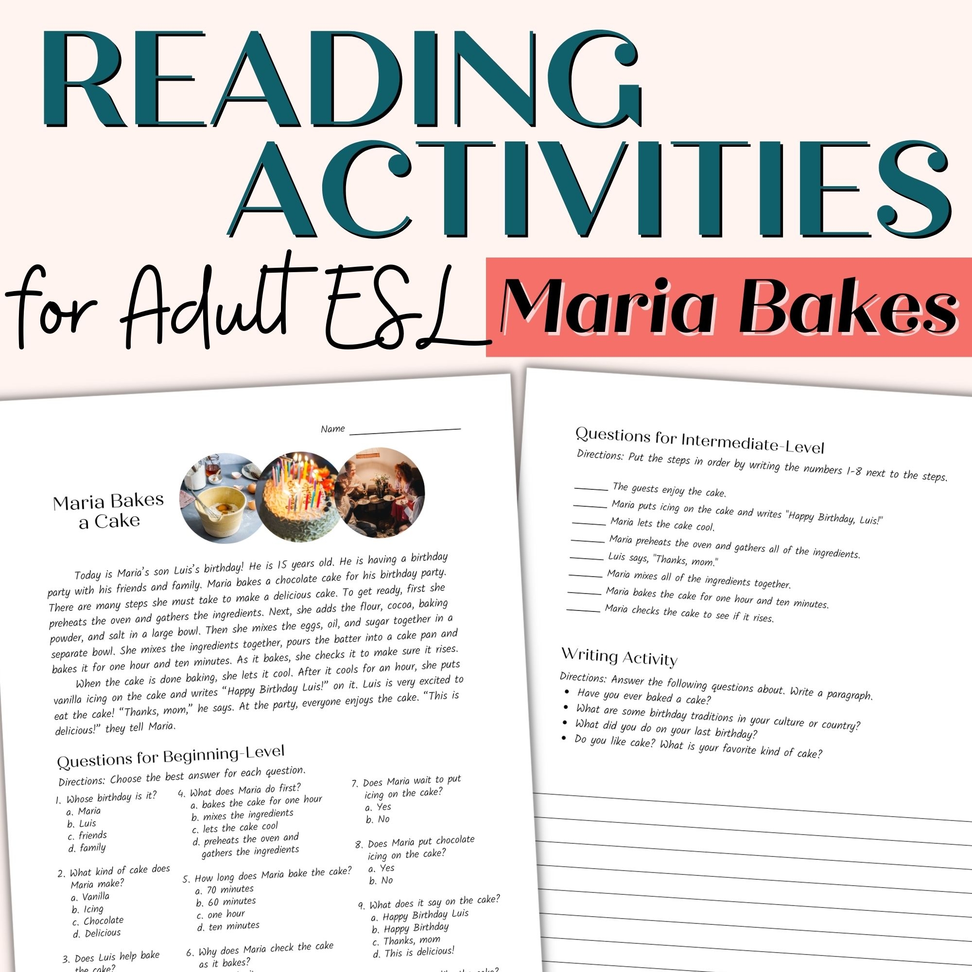 Reading Comprehension Passage For Beginner And Intermediate Adult ESL Meet Maria Classful