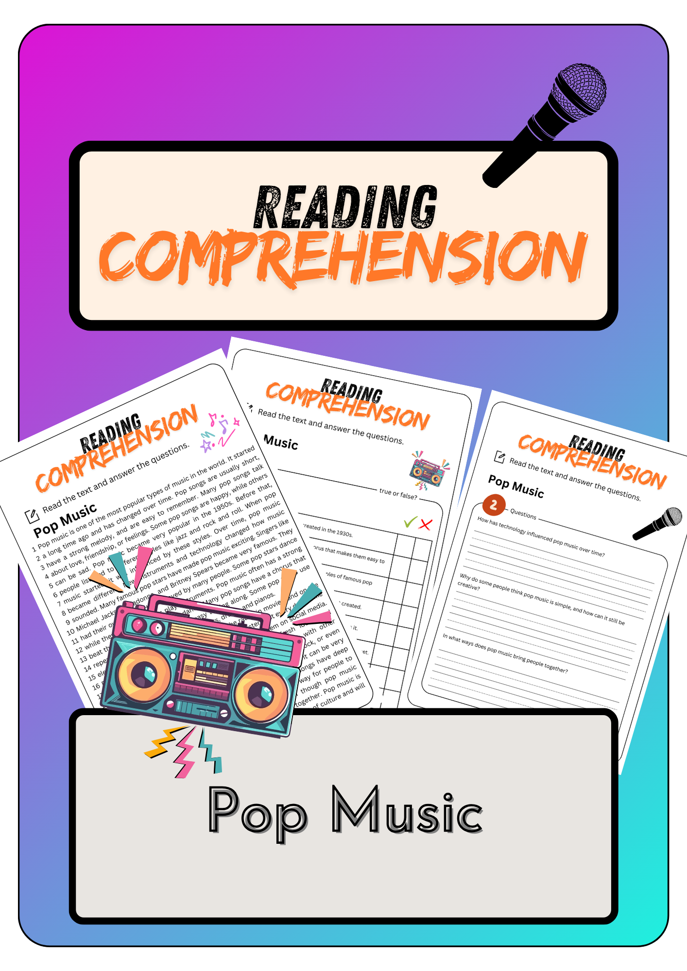 Reading Comprehension Pop Music Solutions