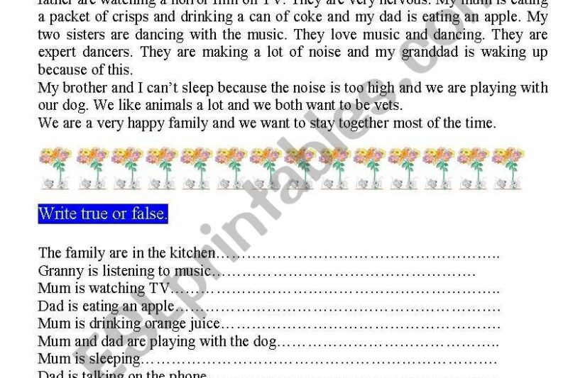Esl Worksheets Reading Comprehension Present Continuous