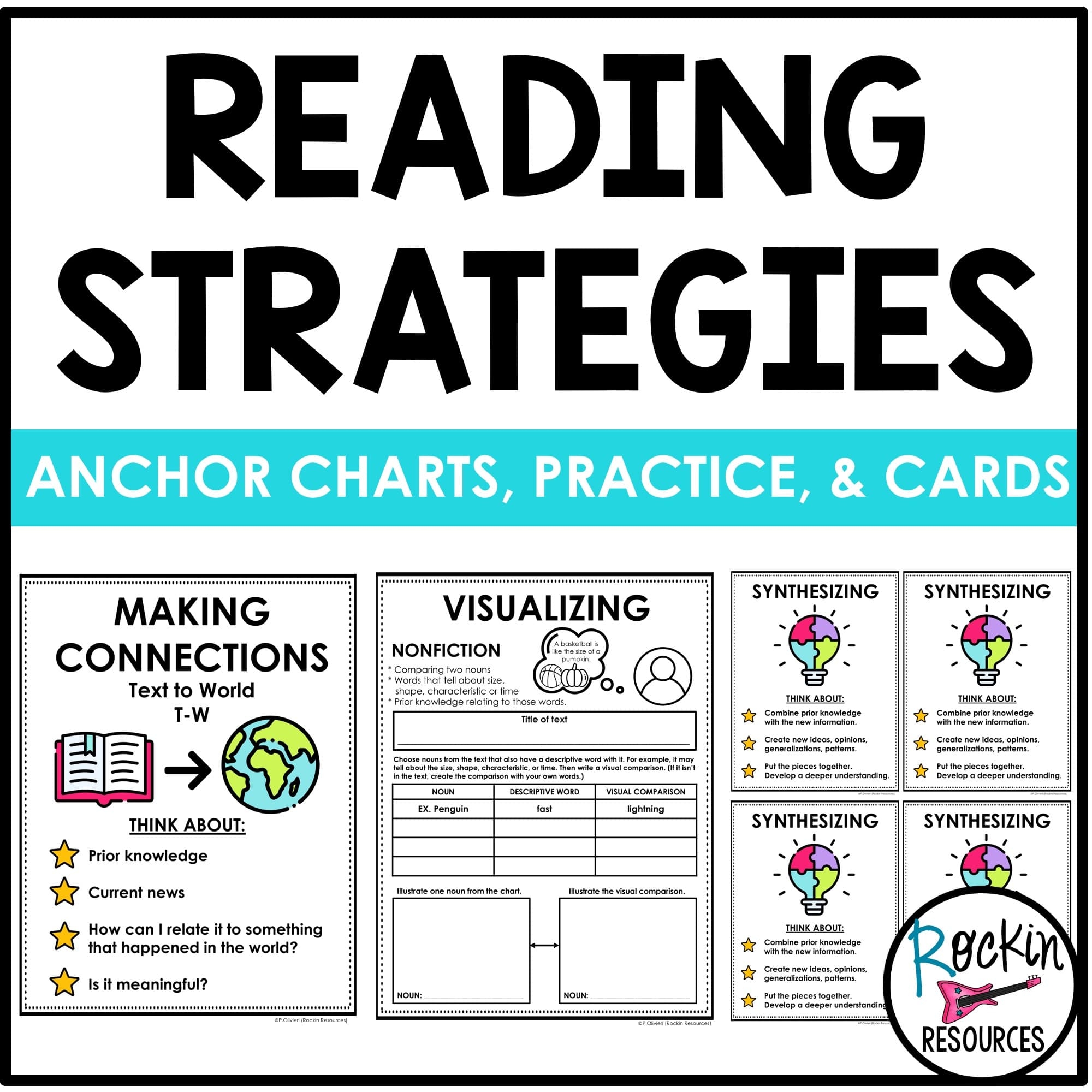 Reading Comprehension Strategies Posters Rockin Resources