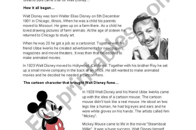 Disney Reading Comprehension Worksheets