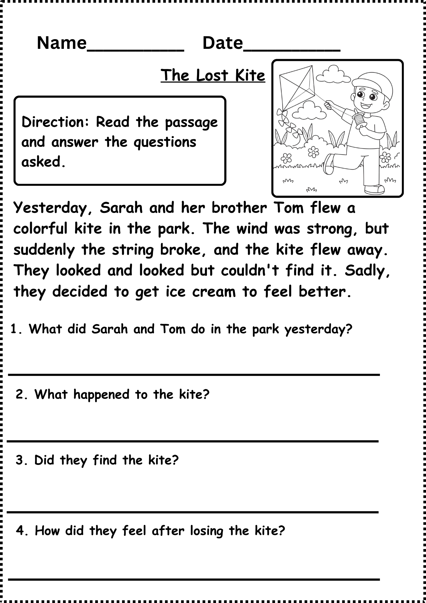 Reading Comprehension Worksheets Grade 1
