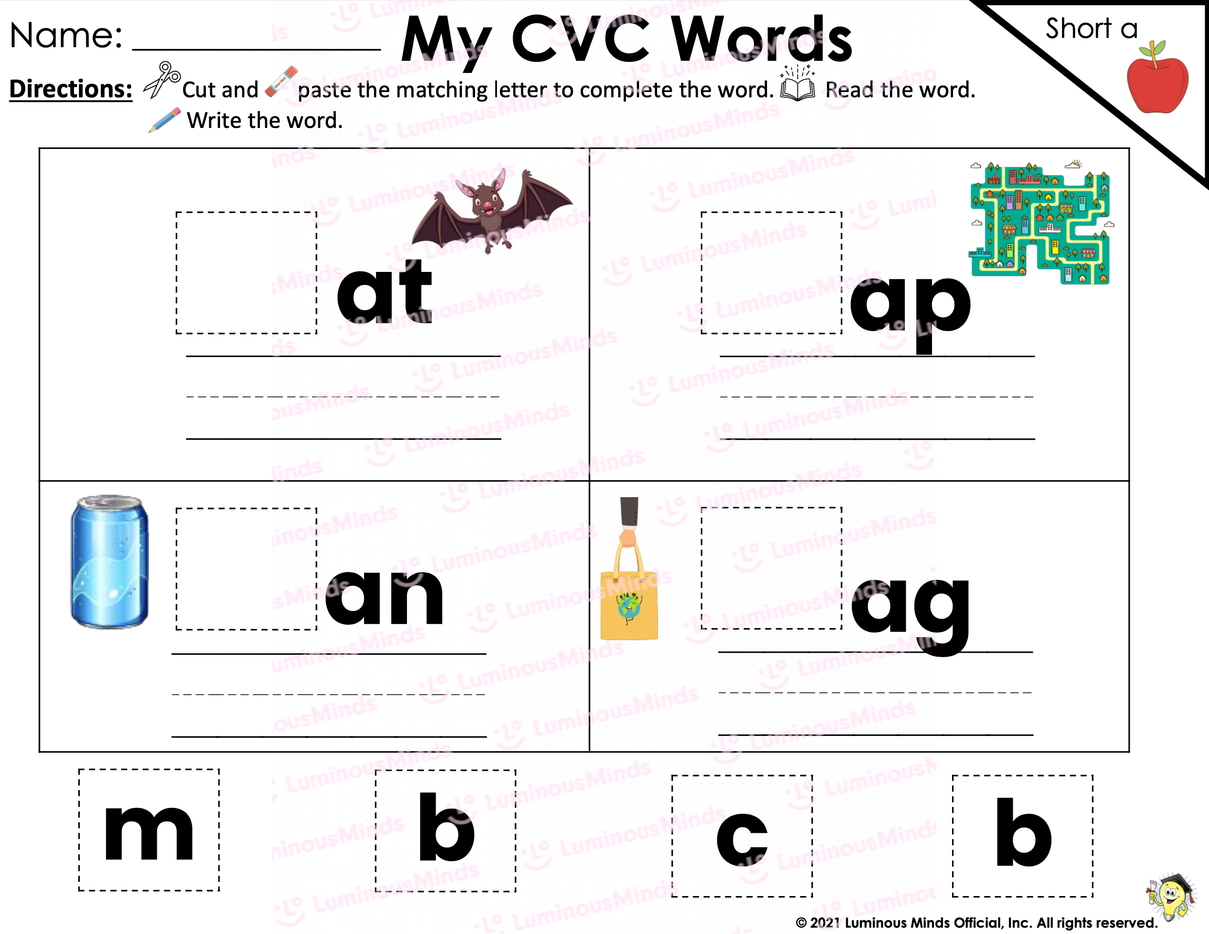 Reading Comprehension Worksheets Lets Make CVC Words With Short A Worksheets Library