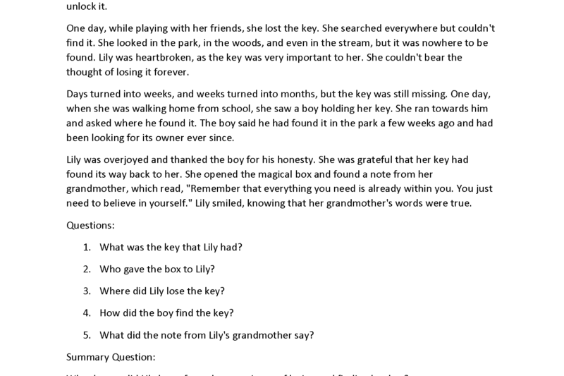 Reading Comprehension Ninth Grade Worksheets