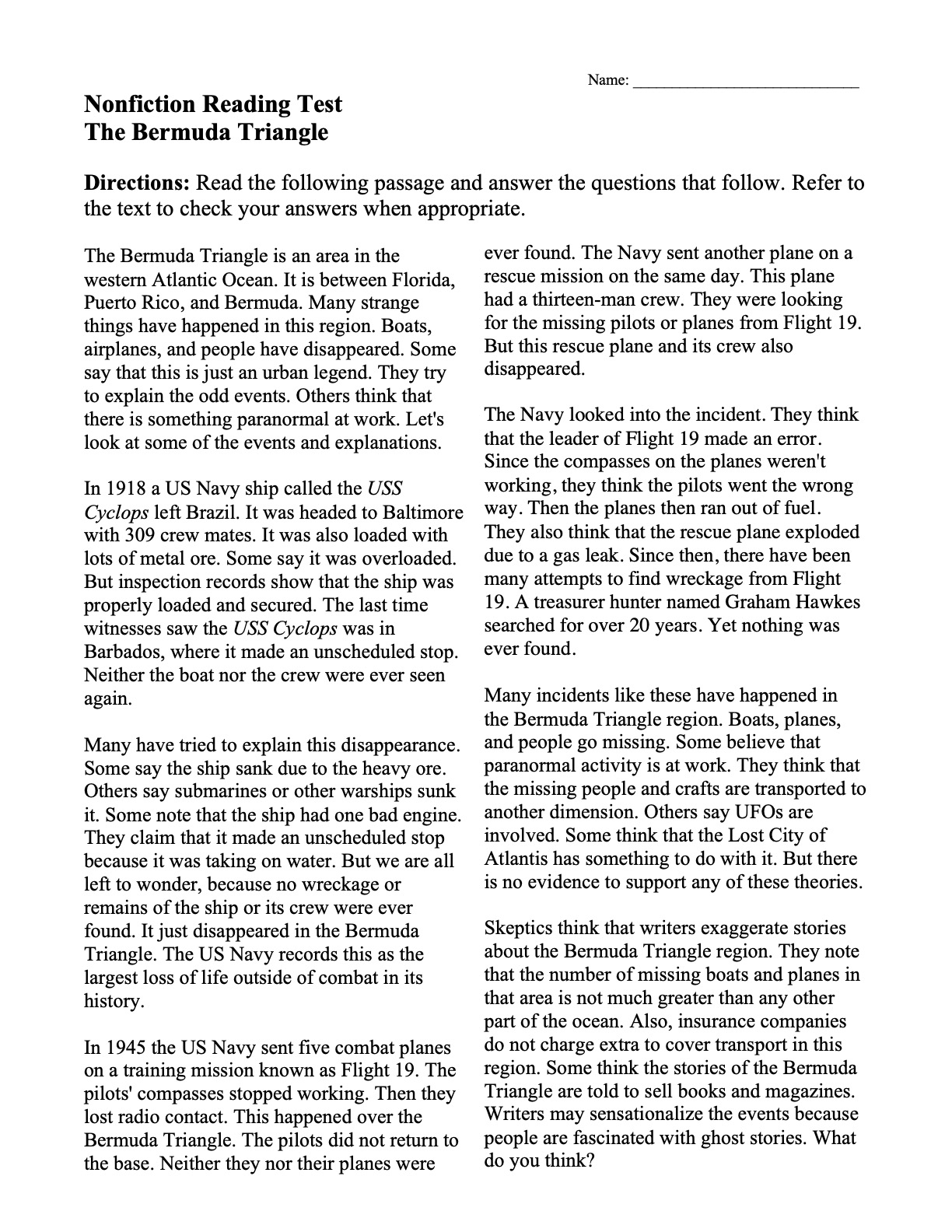 Reading Comprehension Worksheets Online Or Printable