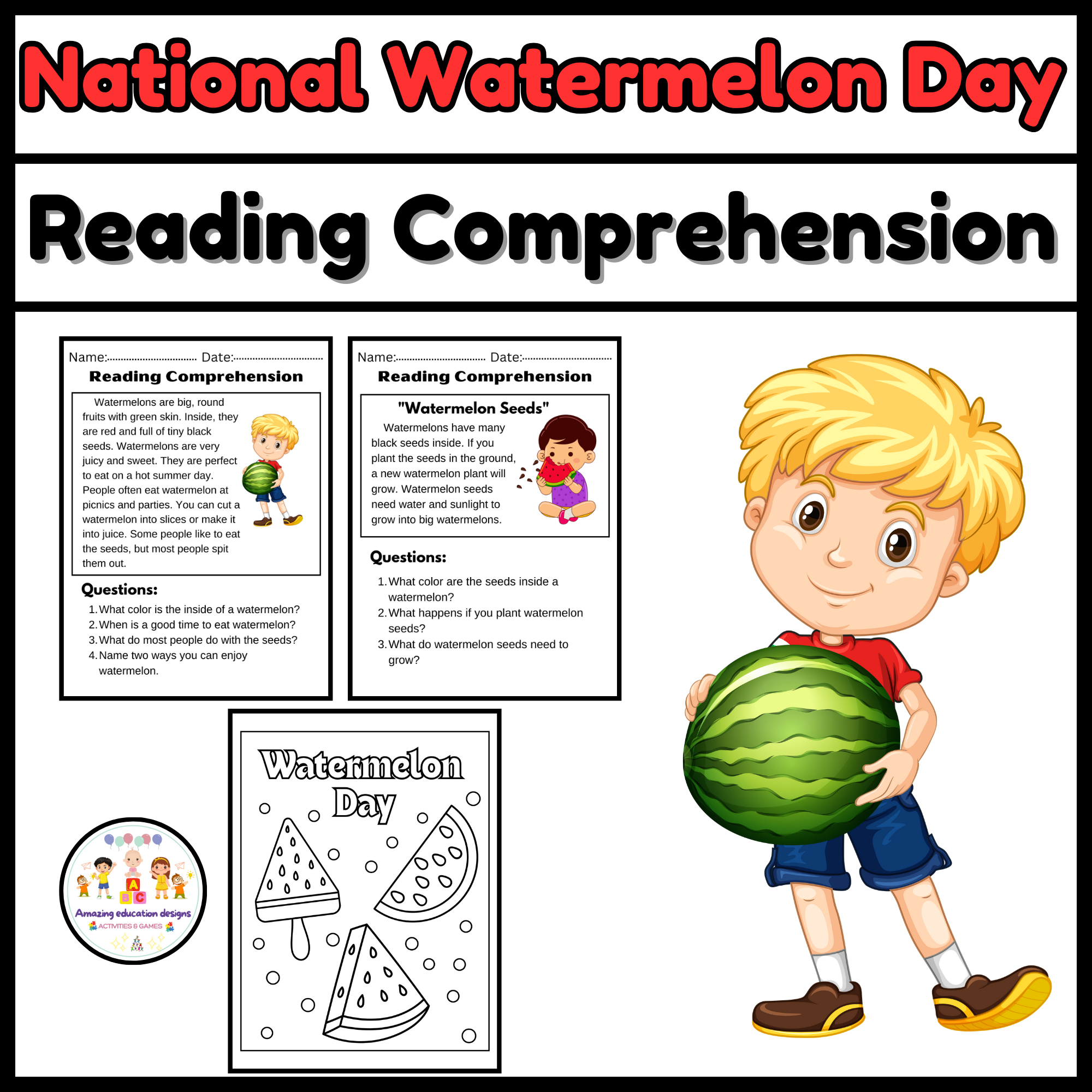 Reading Comprehension Worksheets Watermelon Day Made By Teachers