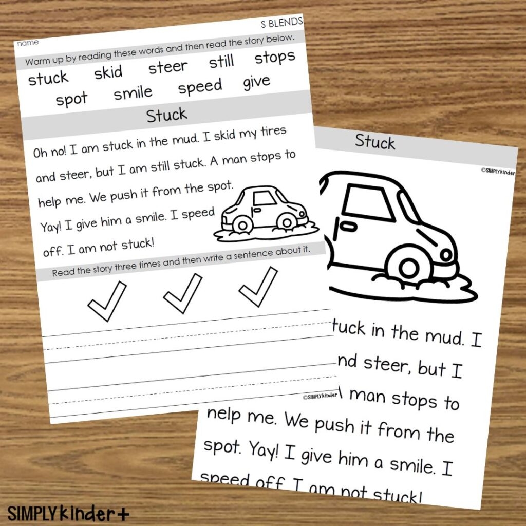 Reading Fluency U0026 Comprehension Passages Blends S Simply Kinder Plus