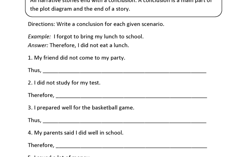 Reading Comprehension Drawing Conclusions Worksheets