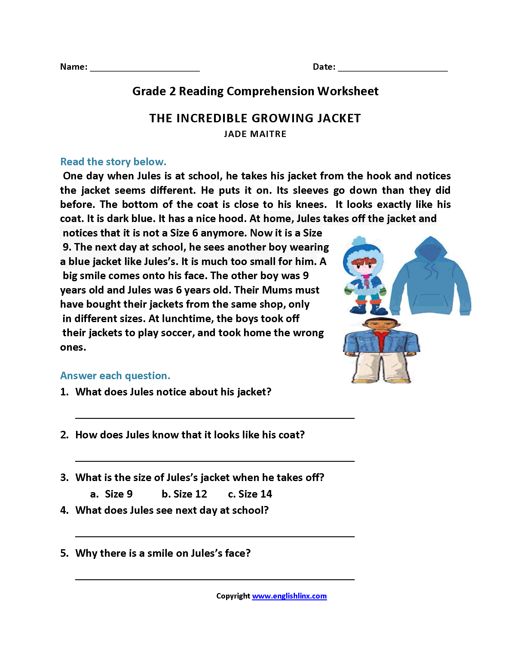 Reading Comprehension Grade 2 Worksheet Pdf