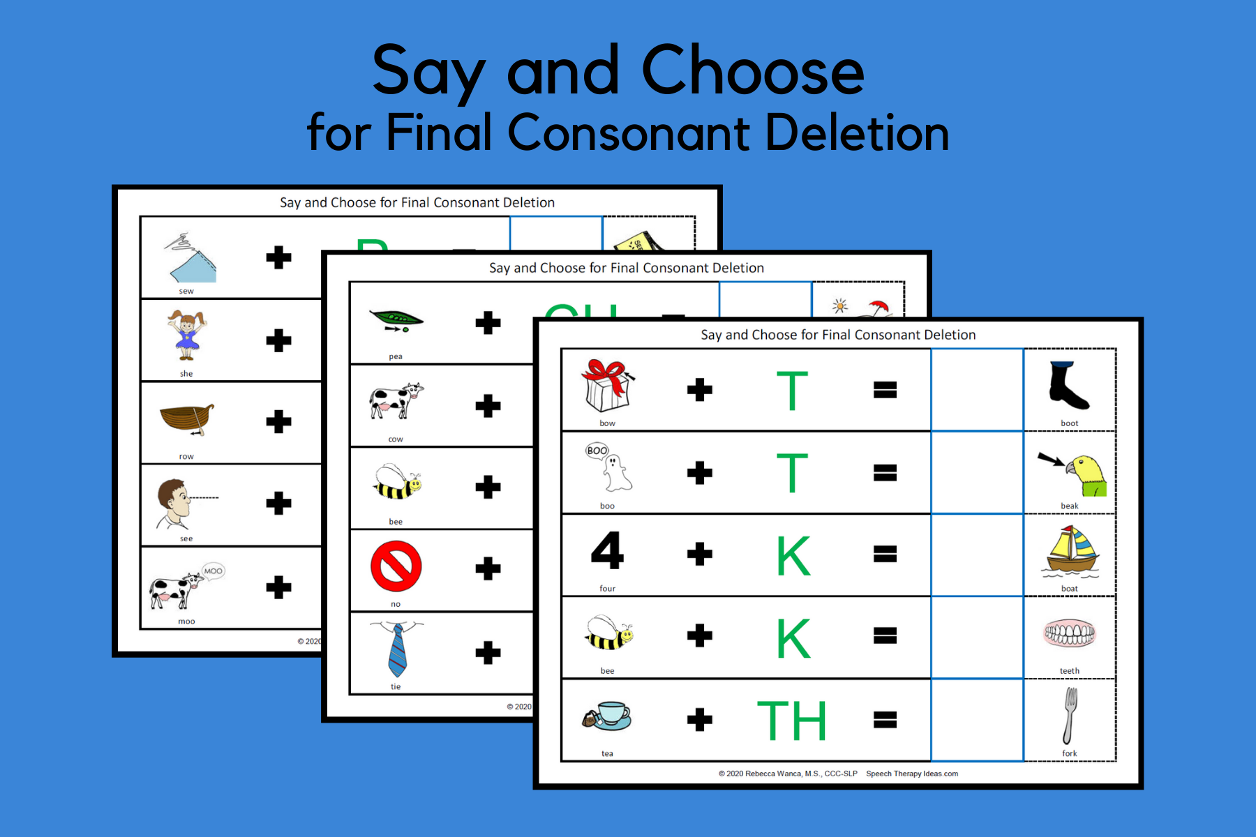 Say And Choose For Final Consonant Deletion Speech Therapy Ideas